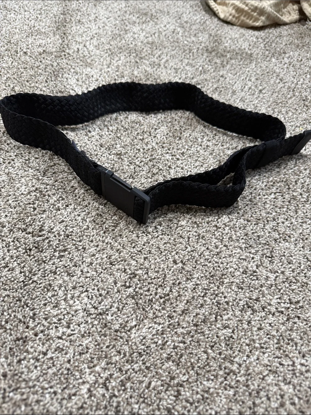 Men's Black Woven Elastic Belt with Matte Buckle